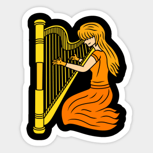 Harpist Girl Sticker